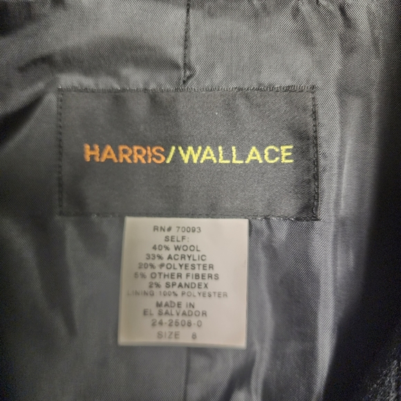 Harris/Wallace Wool Blend Full Zip Front Black Jacket Size 8 - Picture 5 of 9